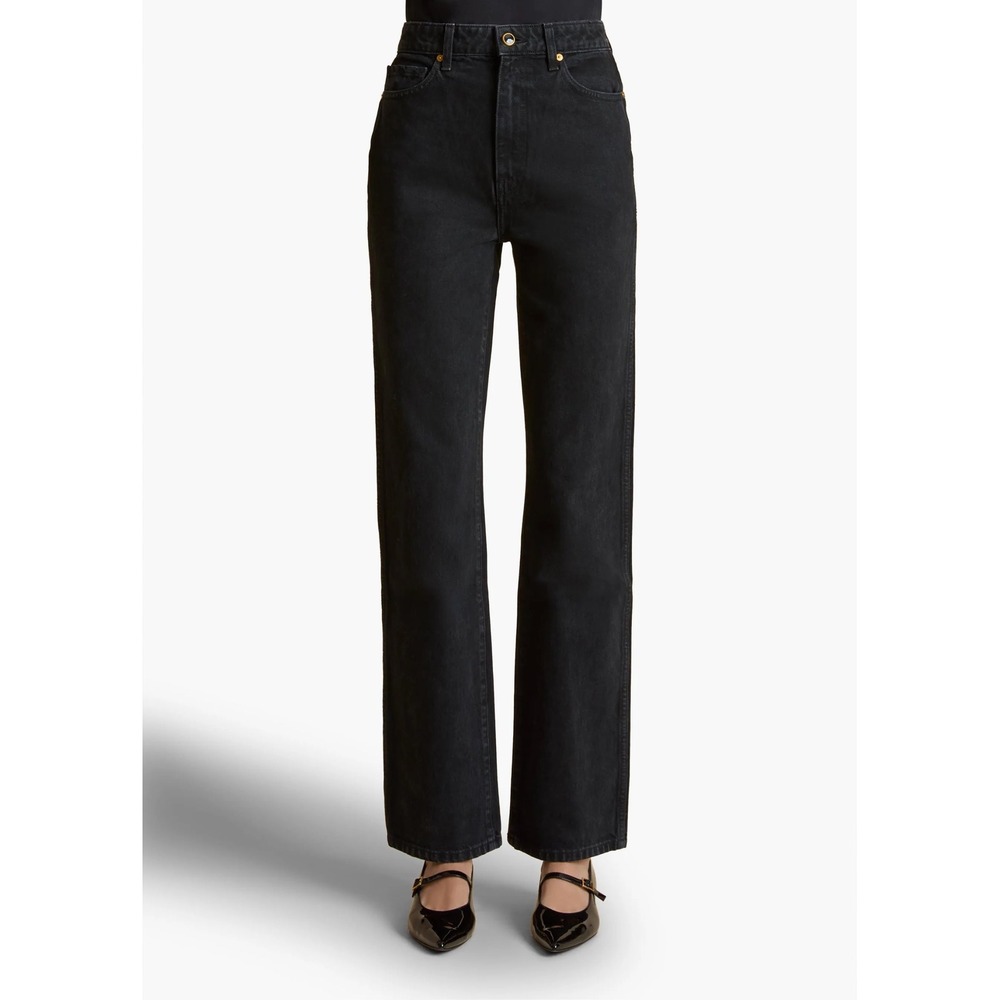 KHAITE Black Straight Leg Jeans